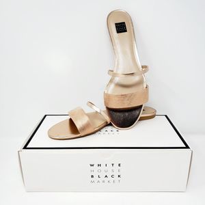 WHBM Brooklyn Rose Gold Strap Flat Slip On Sandal